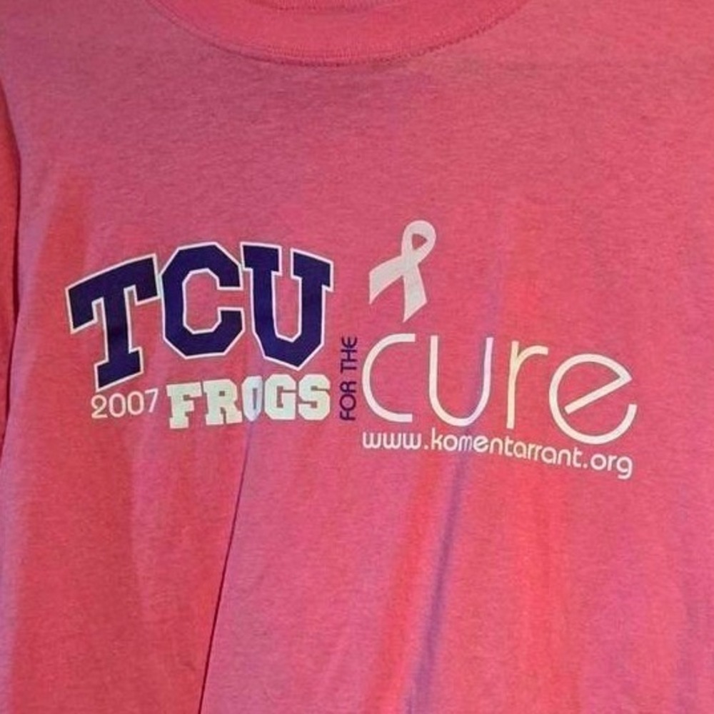 Vintage 2007‎ TCU Frogs for the Cure T-Shirt Mens Large Pink  Football NCAA